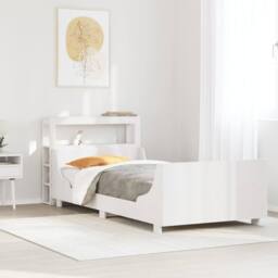 Berkfield Home Sleek Bed Frame Frame White 75x190 cm Small Single Solid Wood Pine - thumbnail 2