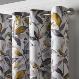 Alan Symonds Giverny Blockout Curtains Thermal Eyelet Header in Yellow - Size: 168 cm width x 229 cm drop - thumbnail 3