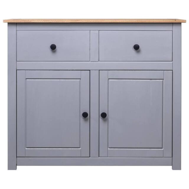 Berkfield Home Sideboard Grey 93x40x80 cm Solid Pinewood Panama Range - Size: 93 x 40 x 80 cm - image 1