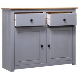 Berkfield Home Sideboard Grey 93x40x80 cm Solid Pinewood Panama Range - Size: 93 x 40 x 80 cm - thumbnail 3