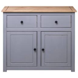 Berkfield Home Sideboard Grey 93x40x80 cm Solid Pinewood Panama Range - Size: 93 x 40 x 80 cm - thumbnail 5