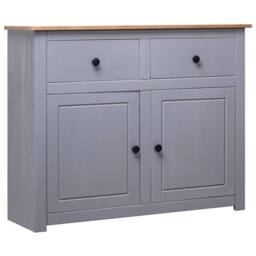Berkfield Home Sideboard Grey 93x40x80 cm Solid Pinewood Panama Range - Size: 93 x 40 x 80 cm - thumbnail 2