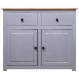 Berkfield Home Sideboard Grey 93x40x80 cm Solid Pinewood Panama Range - Size: 93 x 40 x 80 cm - thumbnail 1