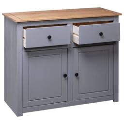 Berkfield Home Sideboard Grey 93x40x80 cm Solid Pinewood Panama Range - Size: 93 x 40 x 80 cm - thumbnail 6