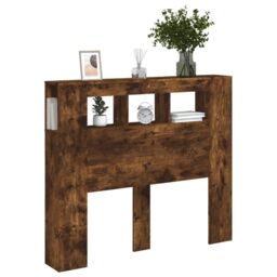 Berkfield Home LED Headboard Smoked Oak 120x18.5x103.5 cm Engineered Wood in Brown - thumbnail 4