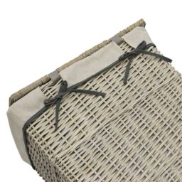 JVL Arianna Rectangular Tapered Willow Linen Laundry Basket in Mid Grey - Size: Medium - thumbnail 3
