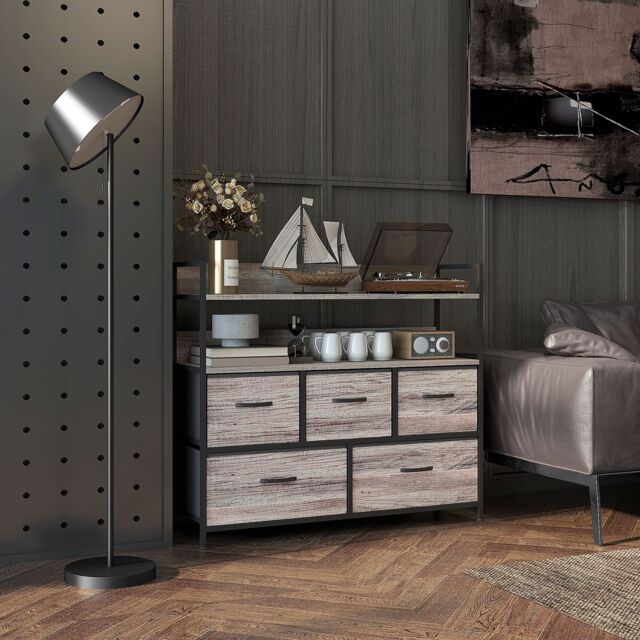 HOMCOM Bedroom Chest of Drawers 6 Drawer Dresser w/ Shelf, Grey Wood Effect - image 1