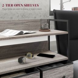 HOMCOM Bedroom Chest of Drawers 6 Drawer Dresser w/ Shelf, Grey Wood Effect - thumbnail 5
