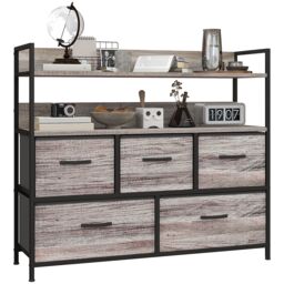 HOMCOM Bedroom Chest of Drawers 6 Drawer Dresser w/ Shelf, Grey Wood Effect - thumbnail 2