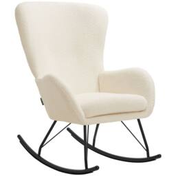 tectake Rocking Chair Swing - Armchair Steel Runners, Thick Padding in Cream - thumbnail 1