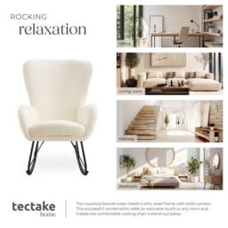 tectake Rocking Chair Swing - Armchair Steel Runners, Thick Padding in Cream - thumbnail 7