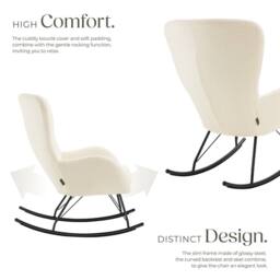 tectake Rocking Chair Swing - Armchair Steel Runners, Thick Padding in Cream - thumbnail 3