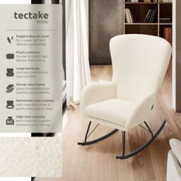 tectake Rocking Chair Swing - Armchair Steel Runners, Thick Padding in Cream - thumbnail 2