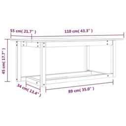 Berkfield Home Beautiful Coffee Table White 110x55x45 cm Solid Wood Pine - Size: 110 x 55 x 45 cm - thumbnail 8
