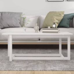 Berkfield Home Beautiful Coffee Table White 110x55x45 cm Solid Wood Pine - Size: 110 x 55 x 45 cm - thumbnail 5