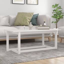 Berkfield Home Beautiful Coffee Table White 110x55x45 cm Solid Wood Pine - Size: 110 x 55 x 45 cm - thumbnail 2
