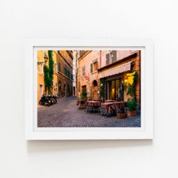 "Warren Reed - Designer Cozy Rome Street Framed Art Print in White - Size: W24"" x H36""" - thumbnail 2
