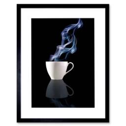 "Wee Blue Coo Steaming Cup Tea Coffee Drink Kitchen Photo 12x16"" Framed Art Print in Black - Size: W12"" x H16""" - thumbnail 1