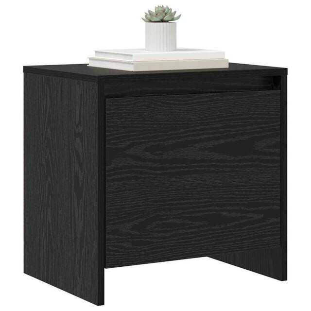 Berkfield Home Traditional Bedside Cabinet Black oak Engineered wood - image 1
