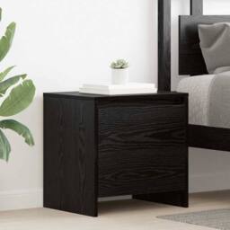Berkfield Home Traditional Bedside Cabinet Black oak Engineered wood - thumbnail 2