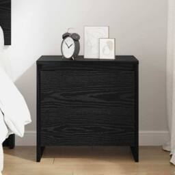 Berkfield Home Traditional Bedside Cabinet Black oak Engineered wood - thumbnail 4