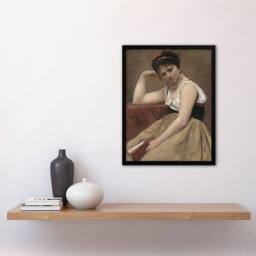 Artery8 Camille Corot Interrupted Reading Woman Portrait Framed Wall Art Print in Brown - Size: A4 - thumbnail 4