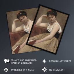 Artery8 Camille Corot Interrupted Reading Woman Portrait Framed Wall Art Print in Brown - Size: A4 - thumbnail 2