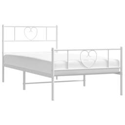 Berkfield Home Metal Bed Frame with Headboard & Footboard White 107x203 cm - thumbnail 3