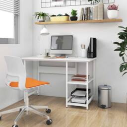 Berkfield Home Computer Desk White 105x55x72 cm MDF & Metal - Size: 105 x 55 x 72 cm - thumbnail 2