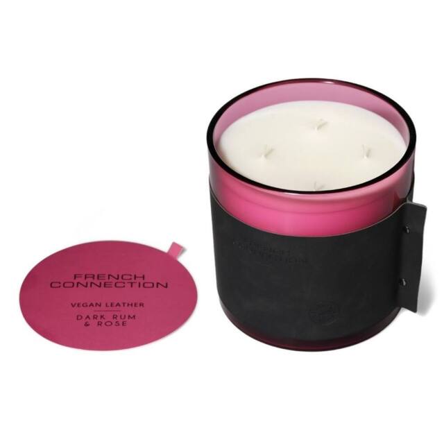 French Connection Leather Effect Candle Dark Rum & Rose 1.46kg Four Wick - image 1