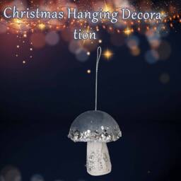 VFM e-Store Christmas Velvet Mushroom Hanging Decoration 8cm x 6cm Blue X 1 - Size: 8 cm x 6 cm - thumbnail 3