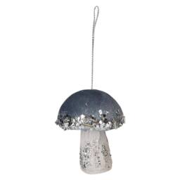 VFM e-Store Christmas Velvet Mushroom Hanging Decoration 8cm x 6cm Blue X 1 - Size: 8 cm x 6 cm