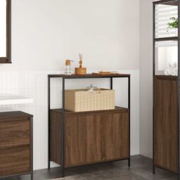 Berkfield Home Bathroom Cabinet with Shelves Brown Oak 76.5x35x95 cm - thumbnail 1