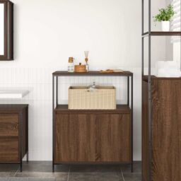 Berkfield Home Bathroom Cabinet with Shelves Brown Oak 76.5x35x95 cm - thumbnail 3