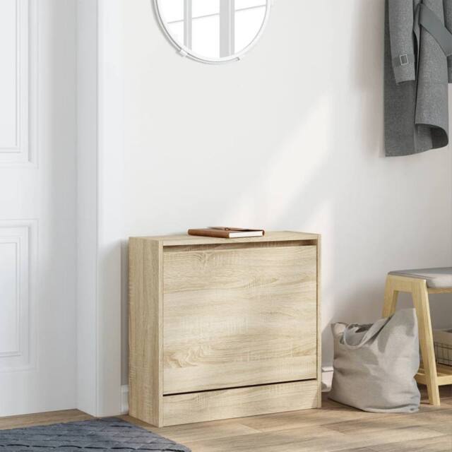 Berkfield Home Shoe Cabinet Sonoma Oak 60x21x57 cm Engineered Wood in Light Tan - Size: 60 x 21 x 57 cm - image 1