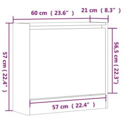 Berkfield Home Shoe Cabinet Sonoma Oak 60x21x57 cm Engineered Wood in Light Tan - Size: 60 x 21 x 57 cm - thumbnail 9