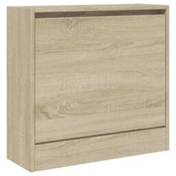 Berkfield Home Shoe Cabinet Sonoma Oak 60x21x57 cm Engineered Wood in Light Tan - Size: 60 x 21 x 57 cm - thumbnail 4