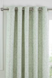 Curtina 'Marple' Woven Jacquard Thermal Pair of Eyelet Curtains in Light Green - Size: 229 cm width x 183 cm drop - thumbnail 2