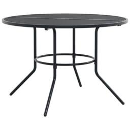 Berkfield Home Stackable Garden Chair Set 7 pcs Anthracite Powder-coated Steel in Black - thumbnail 3