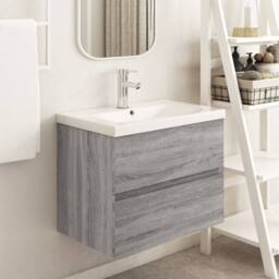 Berkfield Home Sink Cabinet Grey Sonoma 60x38.5x45 cm Engineered Wood - thumbnail 1