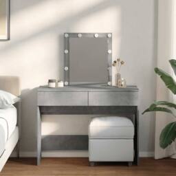 Berkfield Home Dressing Table with LED Concrete Grey 100x40x130 cm - Size: 100 x 40 x 130 cm - thumbnail 2
