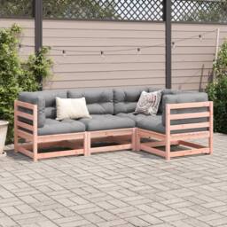Berkfield Home 4 Piece Garden Sofa Set Solid Wood Douglas Fir in Brown - thumbnail 3