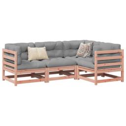 Berkfield Home 4 Piece Garden Sofa Set Solid Wood Douglas Fir in Brown - thumbnail 1