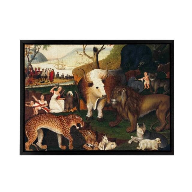 "Artery8 Edward Hicks Peaceable Kingdom Framed Canvas Wall Art Print - Size: W12"" x H16""" - image 1