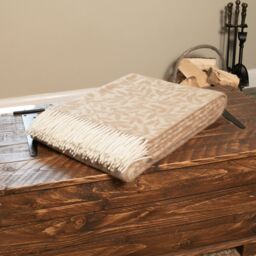 Native Natural Leaf Pattern Beige Wool Blanket - Size: Double - thumbnail 2
