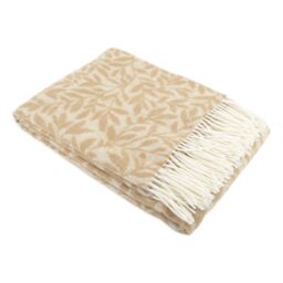 Native Natural Leaf Pattern Beige Wool Blanket - Size: Double - thumbnail 3