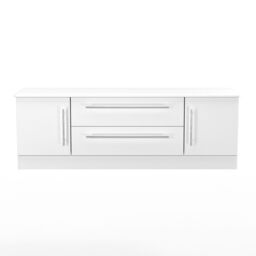 Ready Assembled 2 U Carlton 2 Door 2 Drawer Superwide TV Unit (Ready Assembled) in White - thumbnail 2