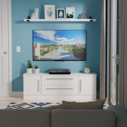 Ready Assembled 2 U Carlton 2 Door 2 Drawer Superwide TV Unit (Ready Assembled) in White - thumbnail 1