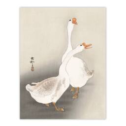 Artery8 Ohara Koson Framed Wall Art Print Two Geese Vintage Bird Ukiyoe in Beige - Size: A4 - thumbnail 3