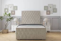 "Comfort Beds Florida Plush Bed Frame - 50"" Upholstered Headboard in Cream - Size: Small Double" - thumbnail 2